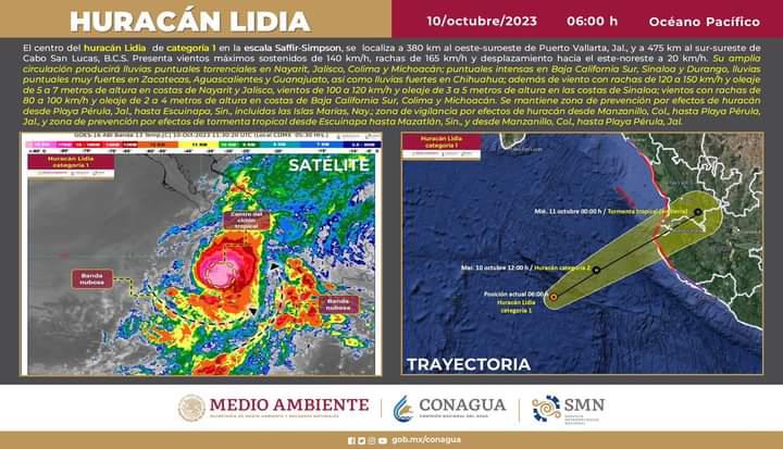 Se esperan lluvias intensas y fuertes vientos en Sinaloa por el huracán Lidia
