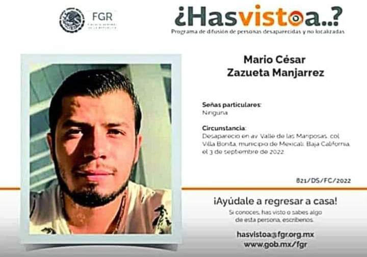 Siguen buscando al sinaloense Mario César, desaparecido hace casi 2 años en Mexicali