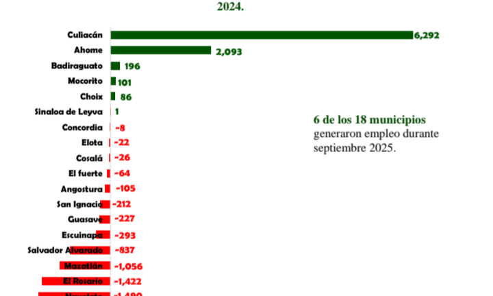 La generación de empleo se concentró en Culiacán y Ahome, mientras Mazatlán, Navolato y Rosario encabezaron las pérdidas.
