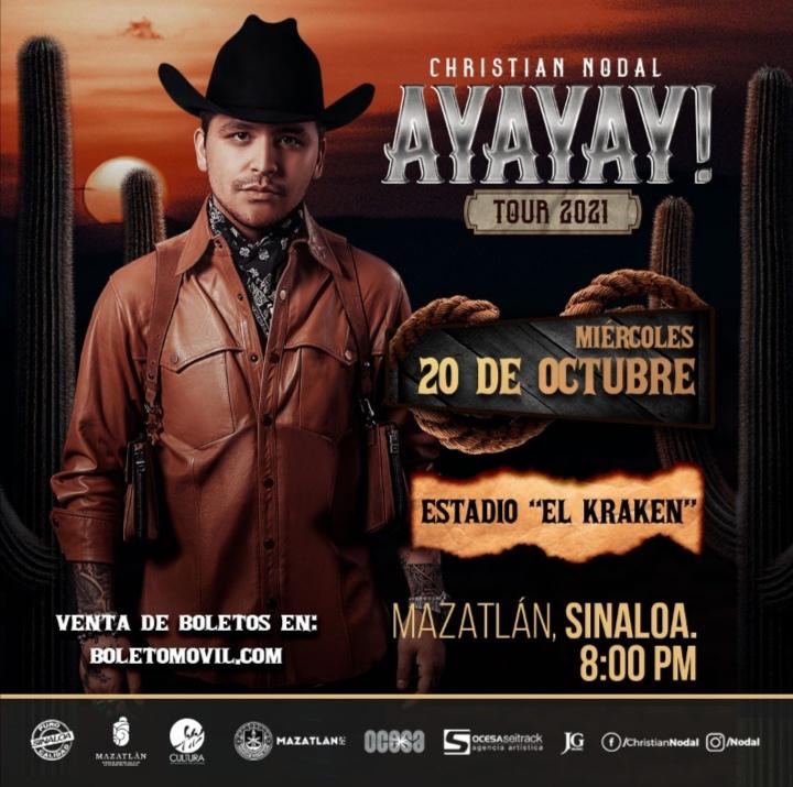 $!Christian Nodal viene a Mazatlán el 20 de octubre; se va a presentar en el Kraken