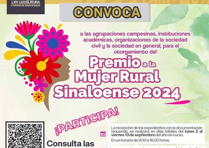 Convoca Congreso a participar por el ‘Premio a la Mujer Rural Sinaloense’