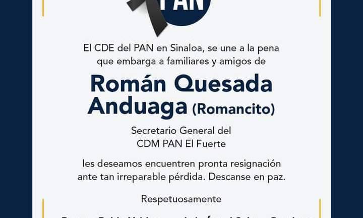 Encuentran sin vida Román Quesada, Secretario del PAN El Fuerte