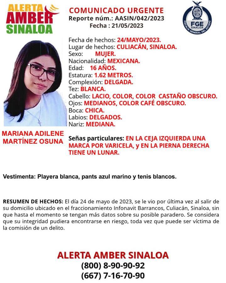 $!Buscan en Culiacán a la joven Mariana