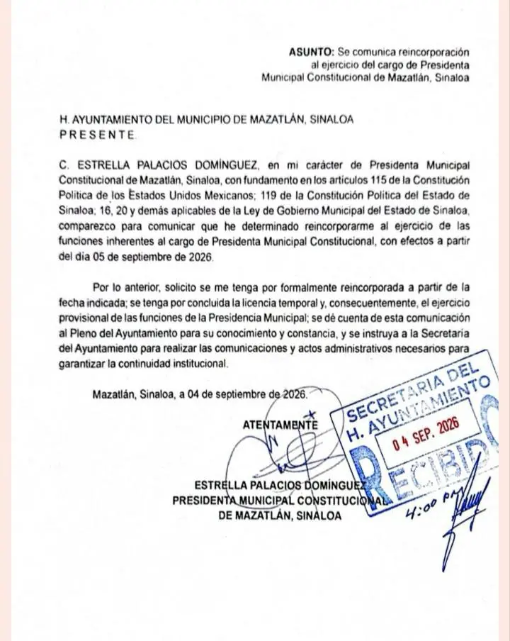 $!Retoma Estrella Palacios la Alcaldía de Mazatlán, tras participar en contienda interna de Morena y dar su apoyo a Rocha Moya