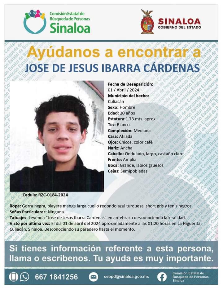 $!Desaparece joven de 20 años en Culiacán