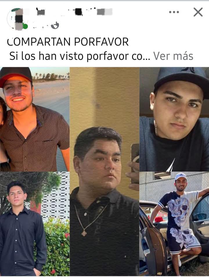 $!Consterna en Rosario desaparición de Víctor, Manuel, Fabián, Francisco y Aldo