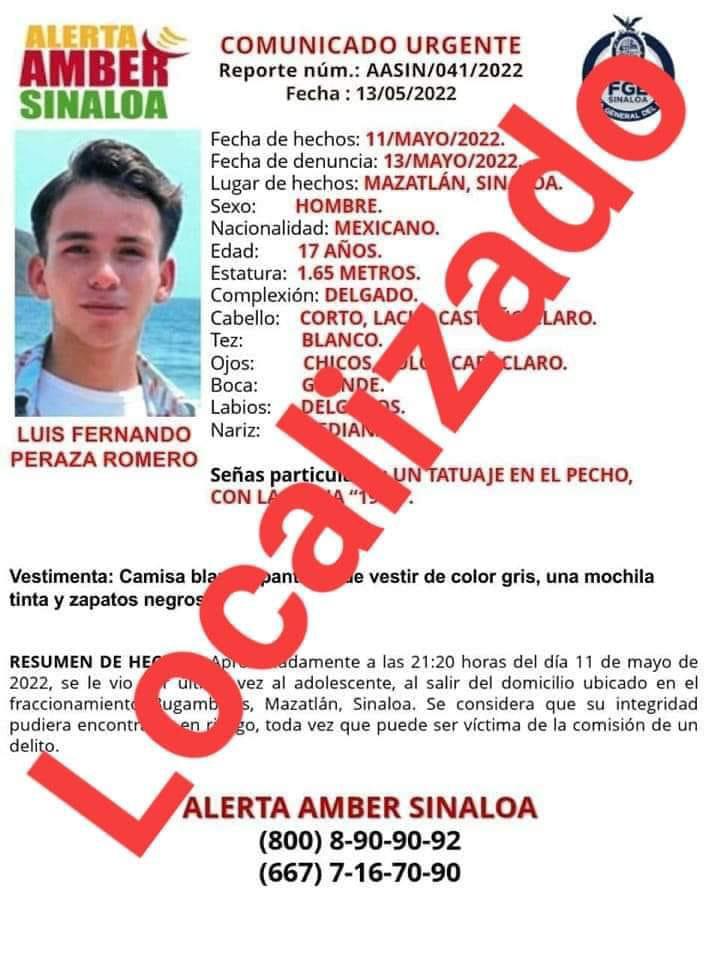 $!Localizan en Guadalajara a Luis Fernando, menor desaparecido en Mazatlán