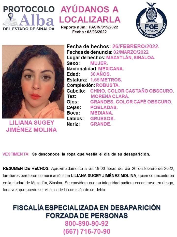 $!Buscan a Liliana Sugey en Mazatlán; vino a disfrutar el Carnaval