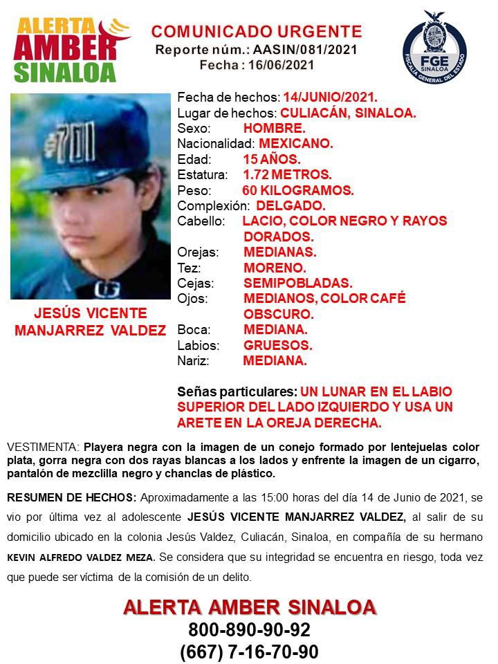 $!Encienden en Culiacán alertas Ámber por desaparición de cuatro jóvenes entre 13 y 15 años