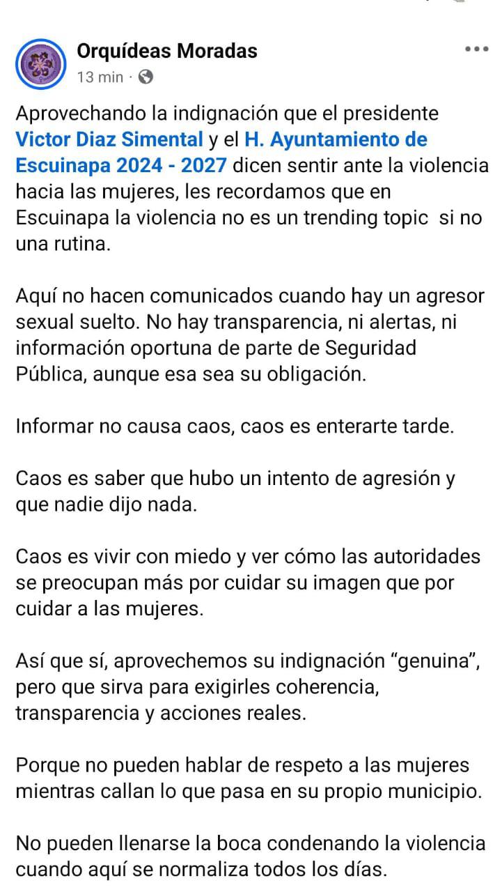 $!Piden a Alcalde de Escuinapa condenar y actuar contra el acoso en el Municipio