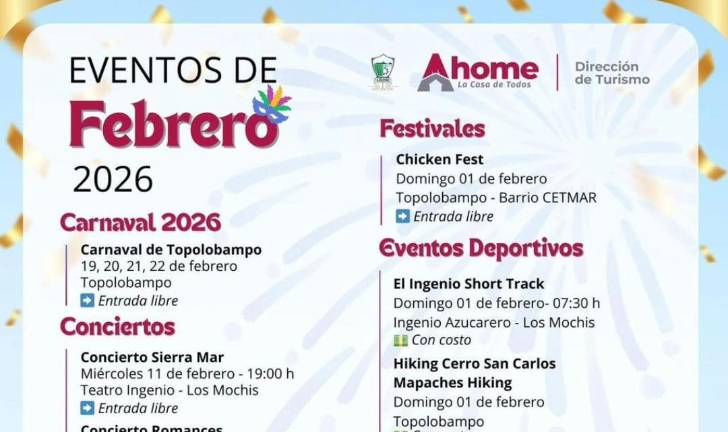 La Dirección de Turismo presentó la agenda oficial para febrero.
