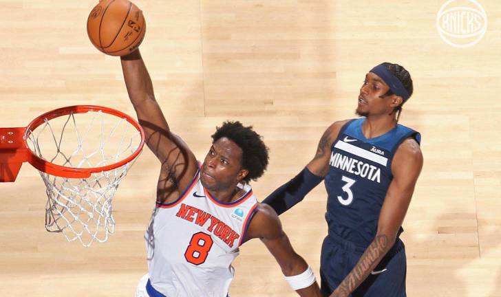 Los Knicks doblegaron a los Wolves en el primer encuentro de la NBA en 2024, gracias, en buena parte, al desempeño de OG Anunoby.