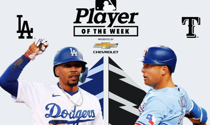 Mookie Betts y Nathaniel Lowe se quedaron con las designaciones de Jugador de la Semana en sus respectivas ligas.