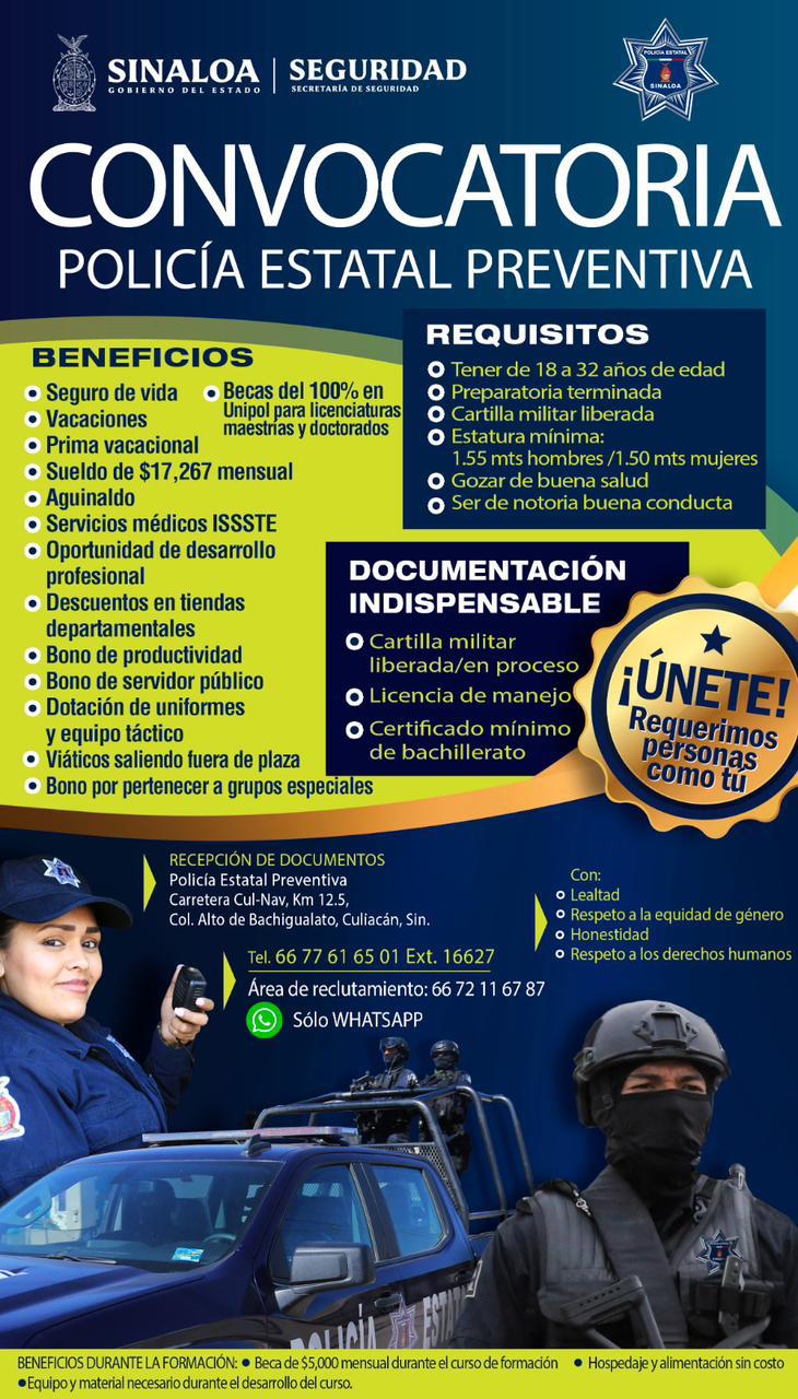 $!Lanzan convocatoria para integrarse a la Policía Estatal Preventiva en Sinaloa