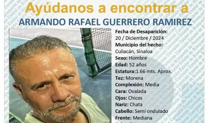 Armando Guerrero se encuentra reportado como desaparecido desde diciembre; recientemente se localizó un cadáver que, se cree, podría corresponder al empresario.