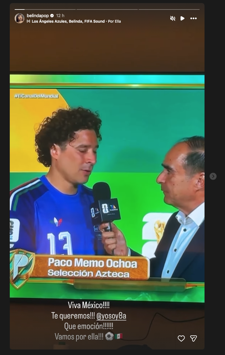 $!Dedica Belinda emotivo mensaje a Memo Ochoa tras su presentación en el Mundial 2026