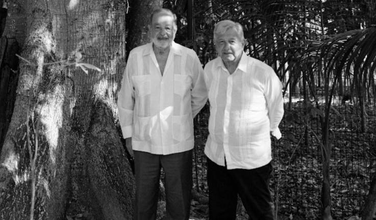 El empresario Carlos Slim en uno de los encuentros con el Presidente Andrés Manuel López Obrador.