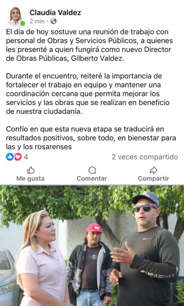 $!Deja Obras Públicas Eloy Manjarrez; Ayuntamiento de Rosario no aclara si fue renuncia o despido