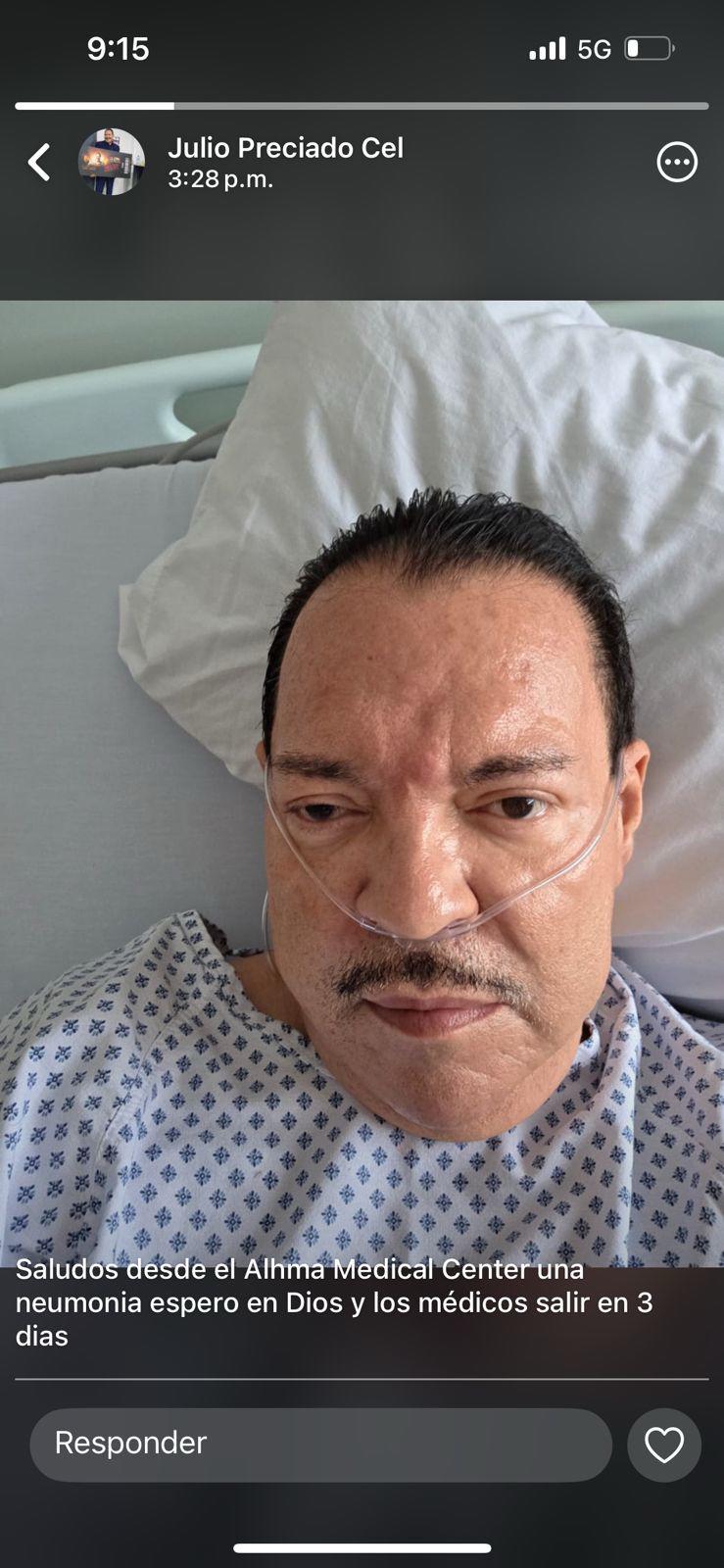 $!En una de sus publicaciones, el cantante espera salir con buena salud dentro de tres días.