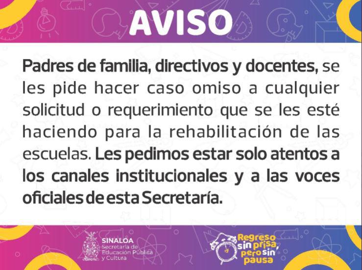 $!No se está pidiendo apoyo económico para limpieza de escuelas, avisa Sepyc a padres de familia