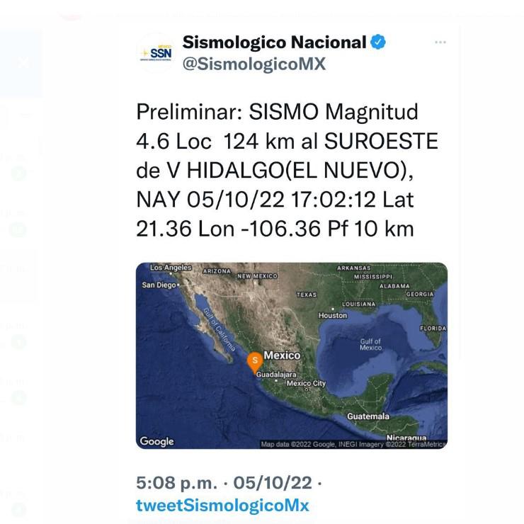 $!Se siente en Mazatlán sismo de 4.6 registrado en Nayarit la tarde de este miércoles; ya van dos en esa zona en solo 6 minutos
