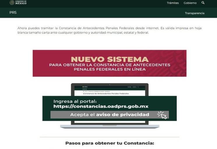 Constancia de Antecedentes Penales Federales ya puede tramitarse vía Internet
