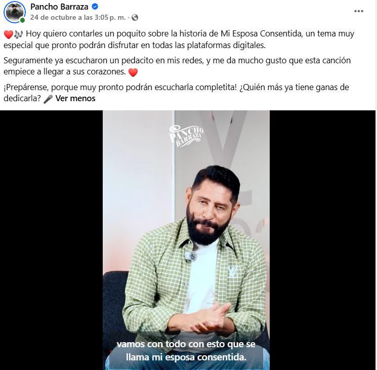 $!El cantante compartió en sus redes un adelanto de su próxima canción “Mi esposa consentida”.