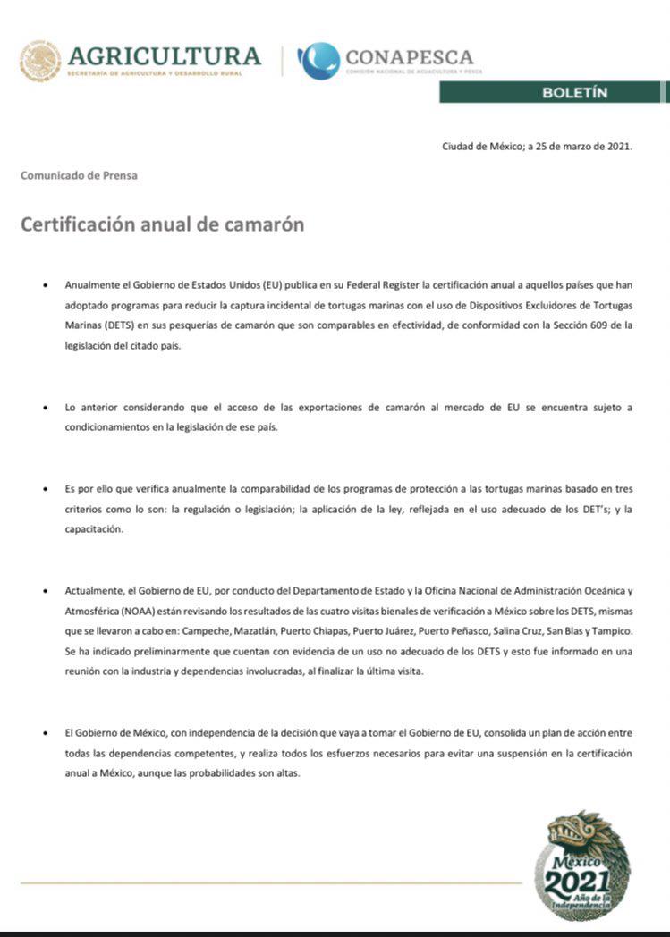$!Camarón de altamar mexicano, en la antesala de embargo de EU por no hacer ‘uso adecuado’ de excluidores de tortugas