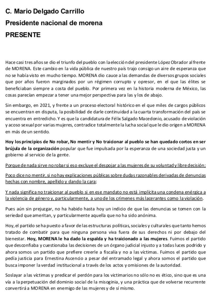 $!Carta de Estefanía Veloz