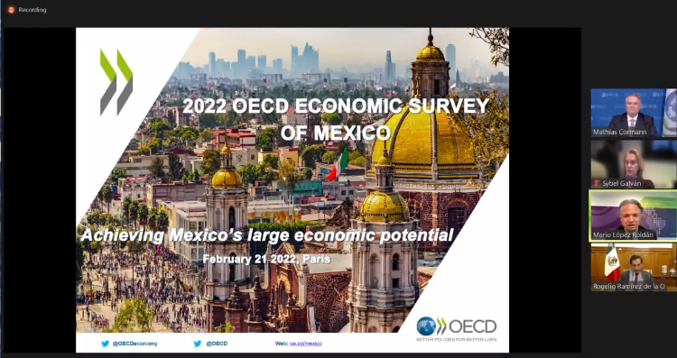 $!La OCDE prevé que México crezca 2.3% durante 2022; sugiere haya más inversión pública