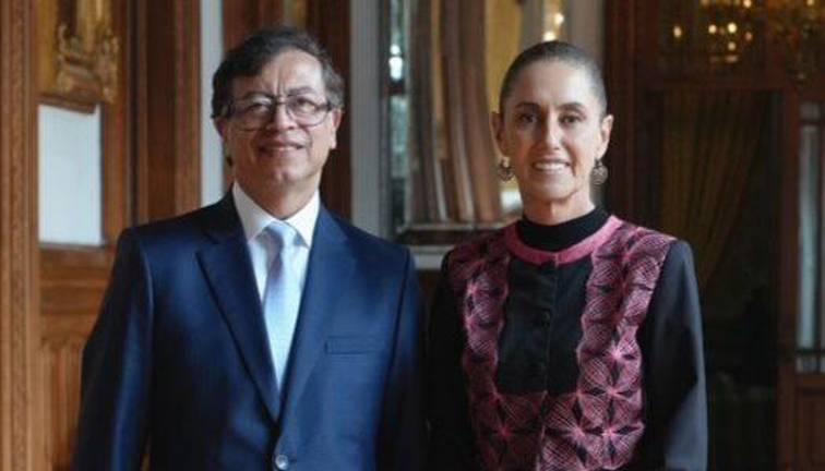 El ex Presidente de Colombia, Gustavo Petro, acudió de visita a Palacio Nacional, donde fue atendido por Claudia Sheinbaum.