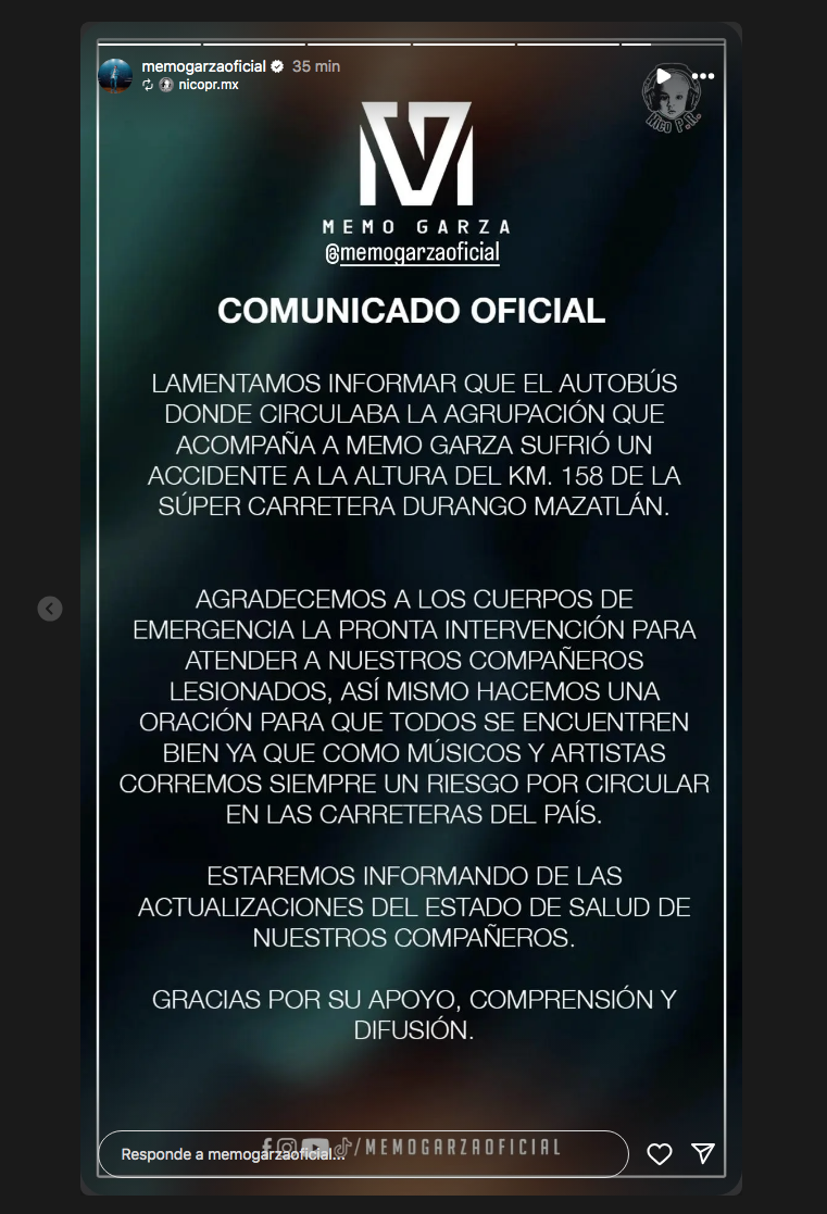 $!Sufren músicos del cantante Memo Garza fuerte accidente en carretera