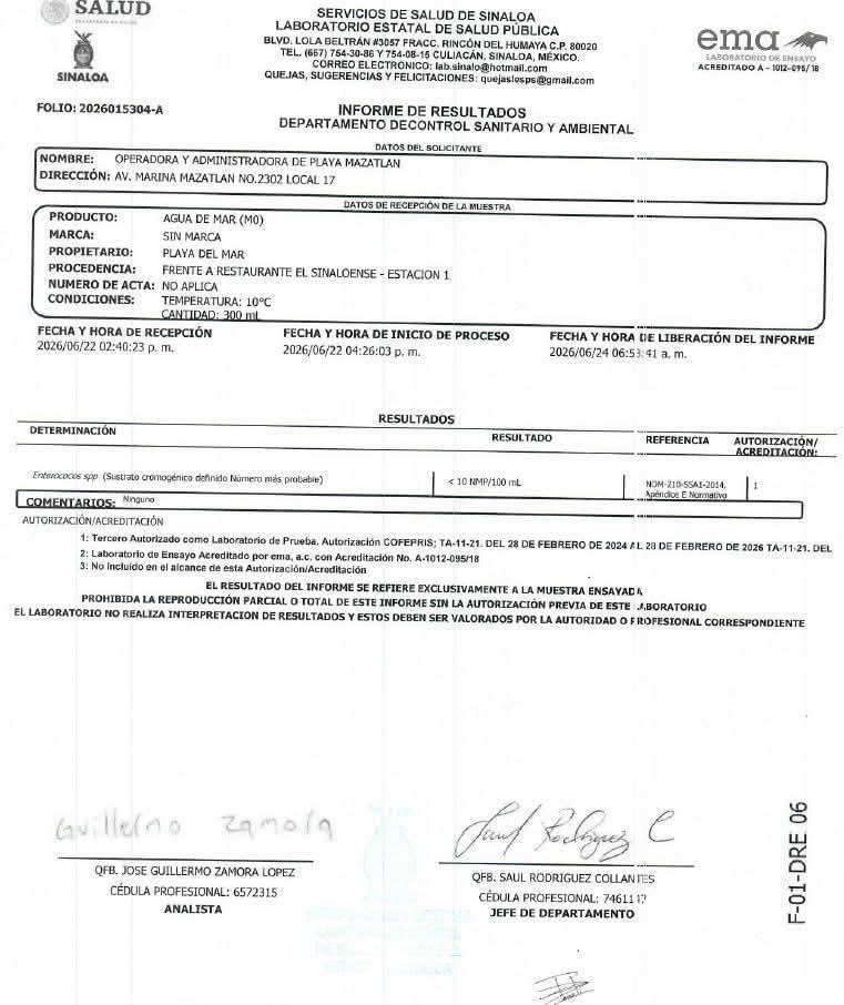 $!Aprueban calidad sanitaria de 7 playas certificadas de Mazatlán