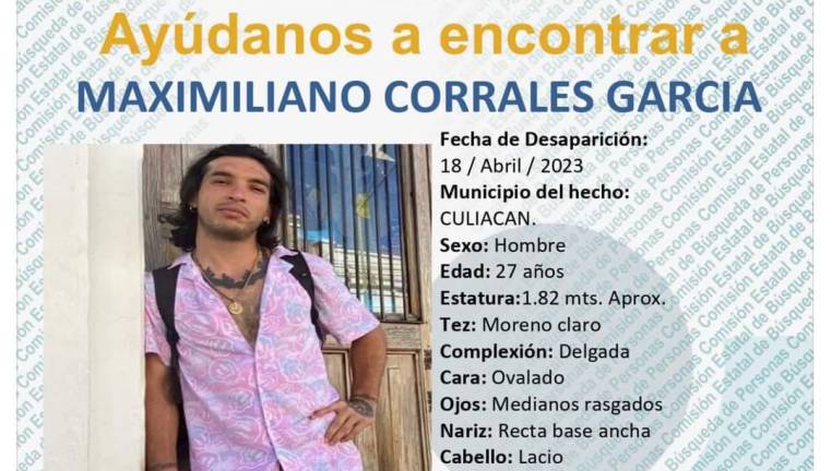 Maximiliano Corrales estaba reportado como desaparecido desde el martes pasado y este viernes fue localizado sin vida.