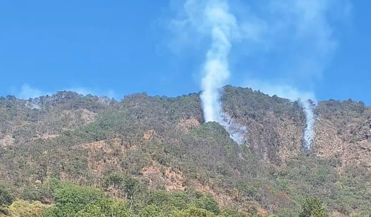 Combaten incendio forestal en la sierra de Concordia