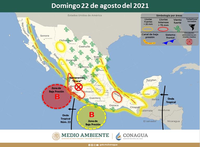 $!‘Grace’ atraviesa el centro de México y las lluvias que ocasiona llegarán hasta el sur de Sinaloa