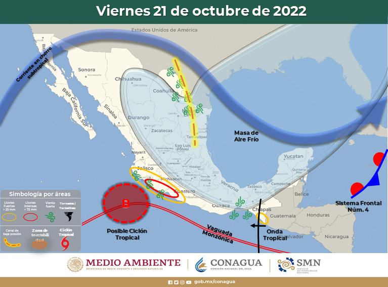 $!Se mueve posible ciclón en el Pacífico; se pronostica impacte el norte de Nayarit este domingo: SMN