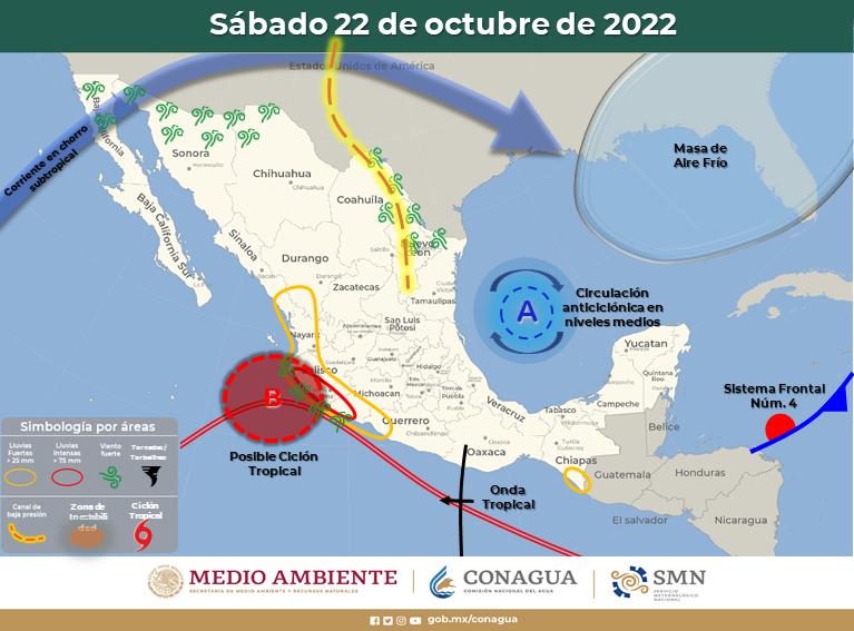 $!Se mueve posible ciclón en el Pacífico; se pronostica impacte el norte de Nayarit este domingo: SMN