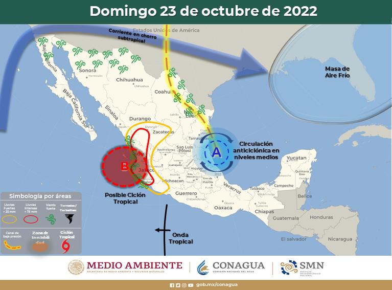 $!Se mueve posible ciclón en el Pacífico; se pronostica impacte el norte de Nayarit este domingo: SMN