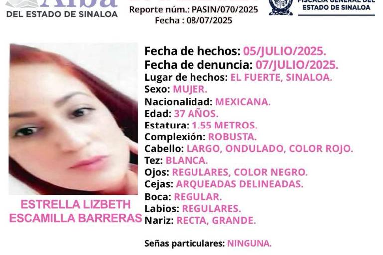 Desaparece mujer en El Fuerte; activan Protocolo Alba