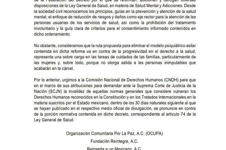 ONG’s piden a CNDH, que exija a SCJN, frene reconversión de hospitales psiquiátricos en nosocomios generales
