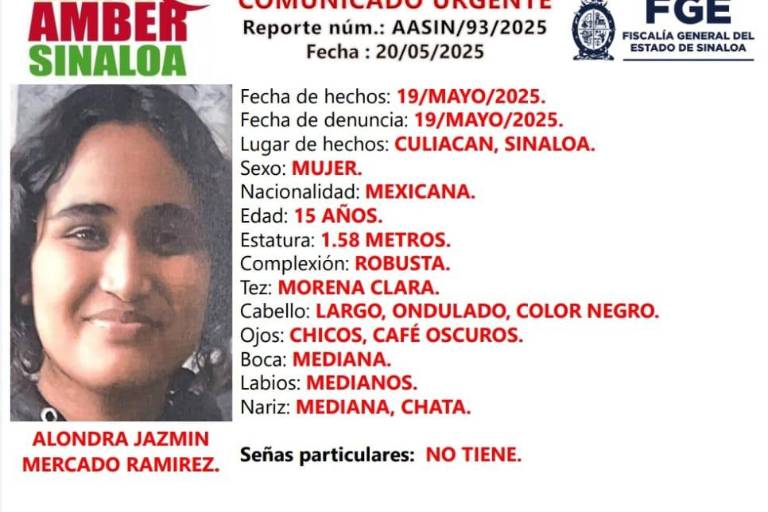 Buscan a Alondra Jazmín, menor desaparecida en Culiacán