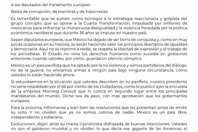 Diputados de la 4T descalifican respuesta de AMLO a europeos; vergüenza para México, dice PRI
