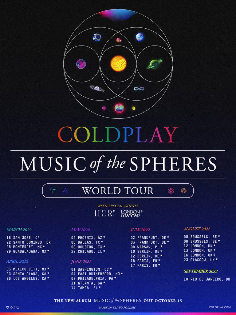 $!Coldplay anuncia su gira ‘Music of the spheres world Tour’