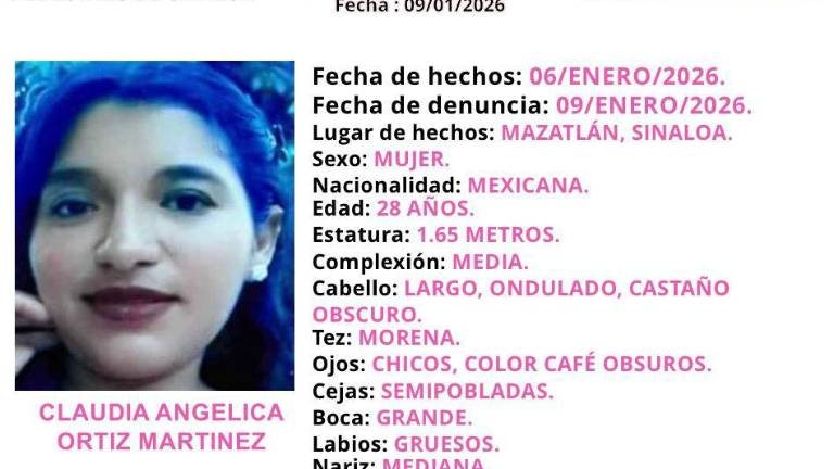 La FGE activó el Protocolo Alba tras la desaparición de Claudia Angélica en Mazatlán.