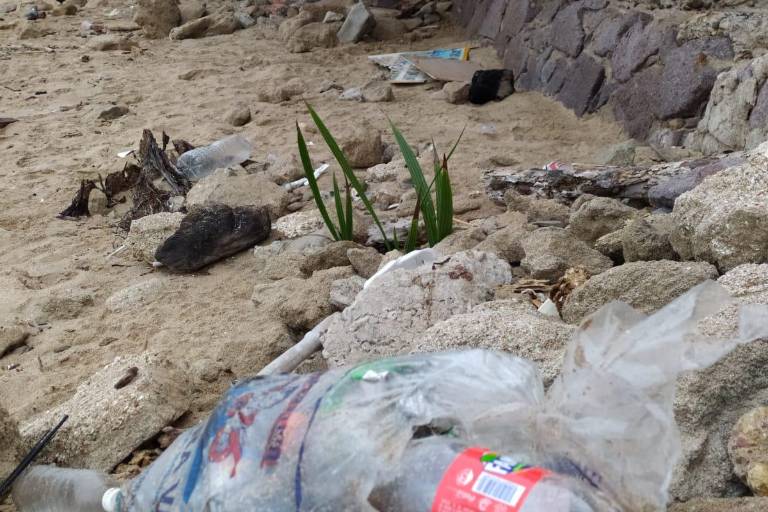 Dejan llenas de basura las playas del malecón de Mazatlán