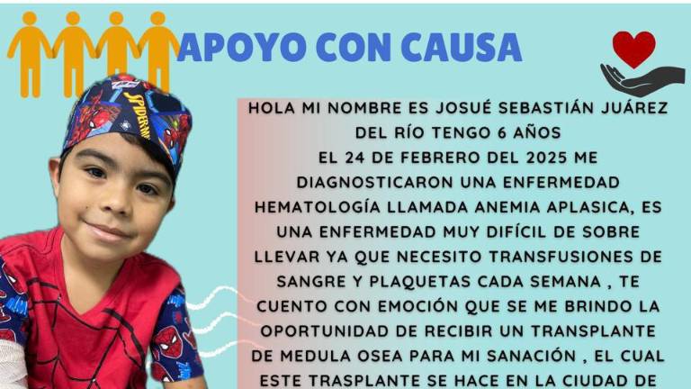 Sebastián fue diagnosticado con anemia aplásica.