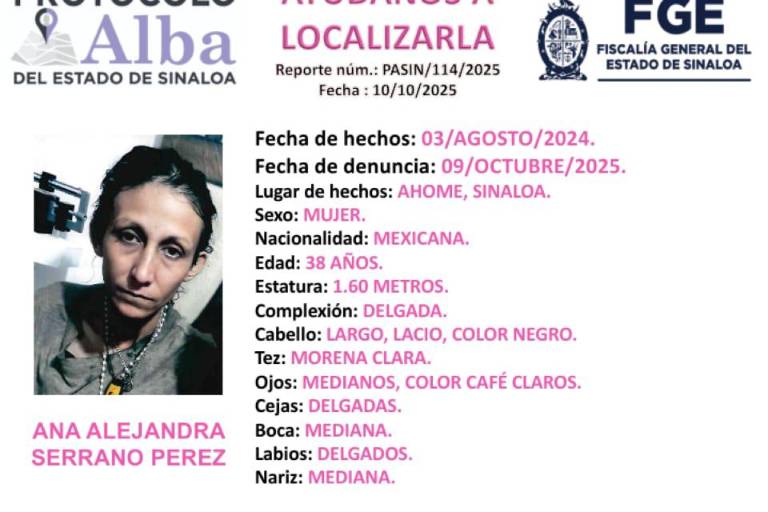 Buscan a Ana Alejandra, desaparecida desde el 2024 en Ahome