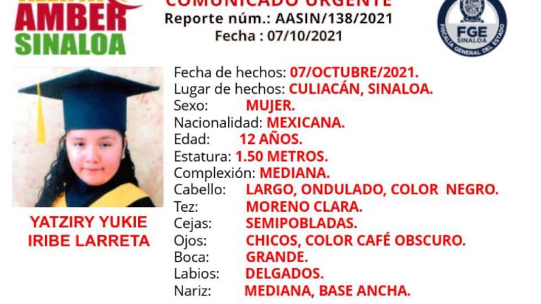 Se emitió la Alerta Ámber por la menor.