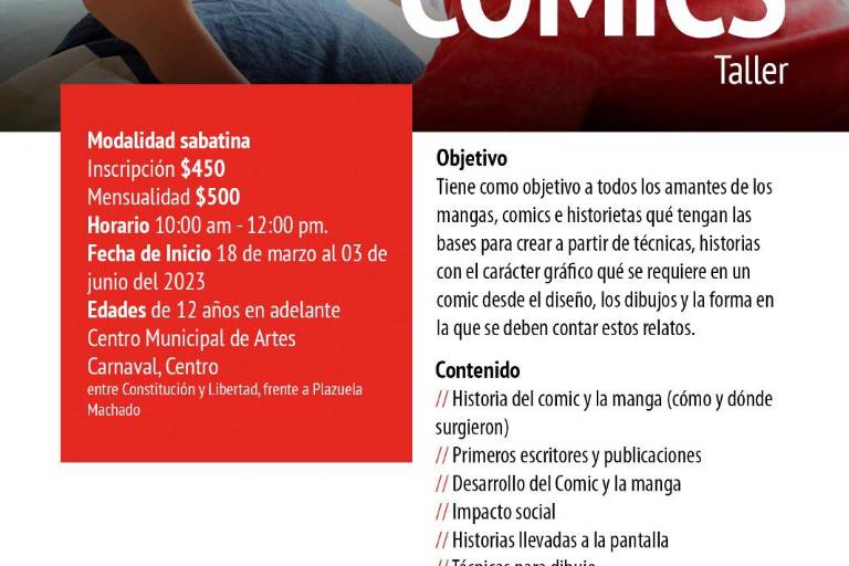 Impartirán Taller de Cómics en el Centro Municipal de las Artes, en Mazatlán